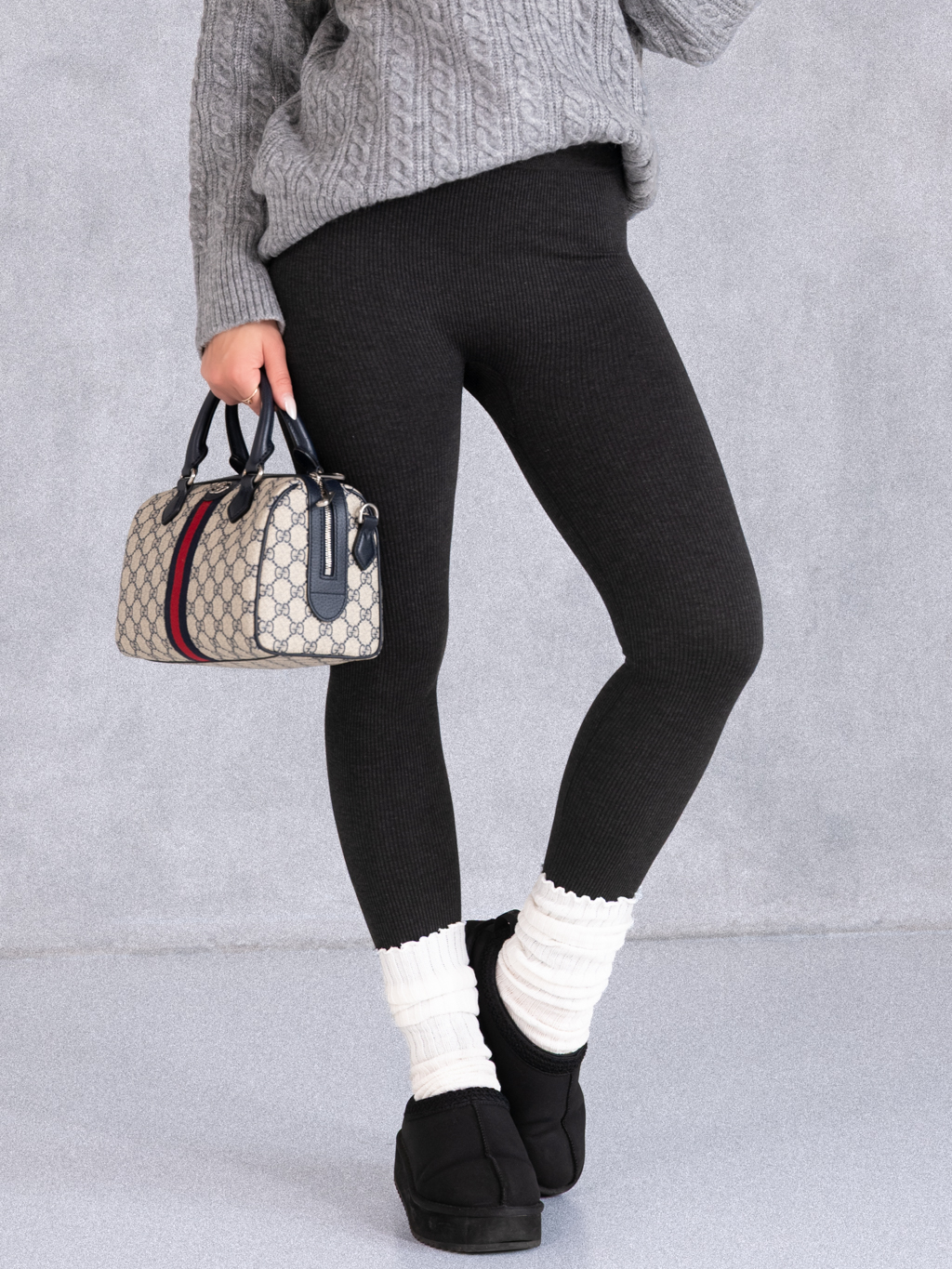 LEGGINSY Wyszczuplające BAWEŁNA CLOVER - Grafit
