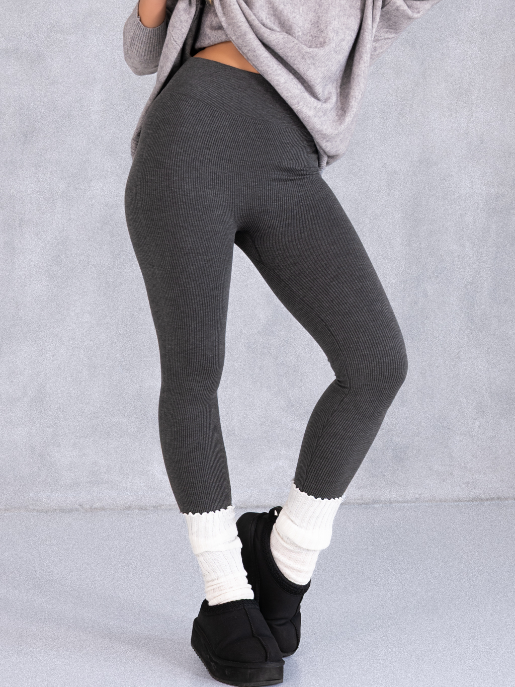 LEGGINSY Wyszczuplające BAWEŁNA CLOVER - Szary