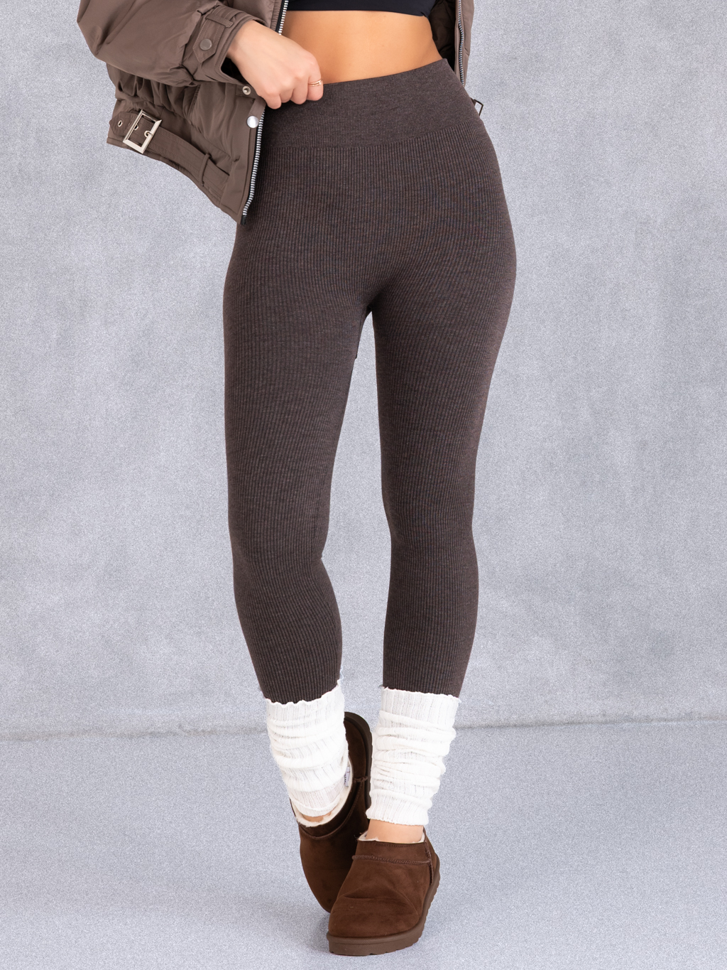 LEGGINSY Wyszczuplające BAWEŁNA CLOVER - Brąz