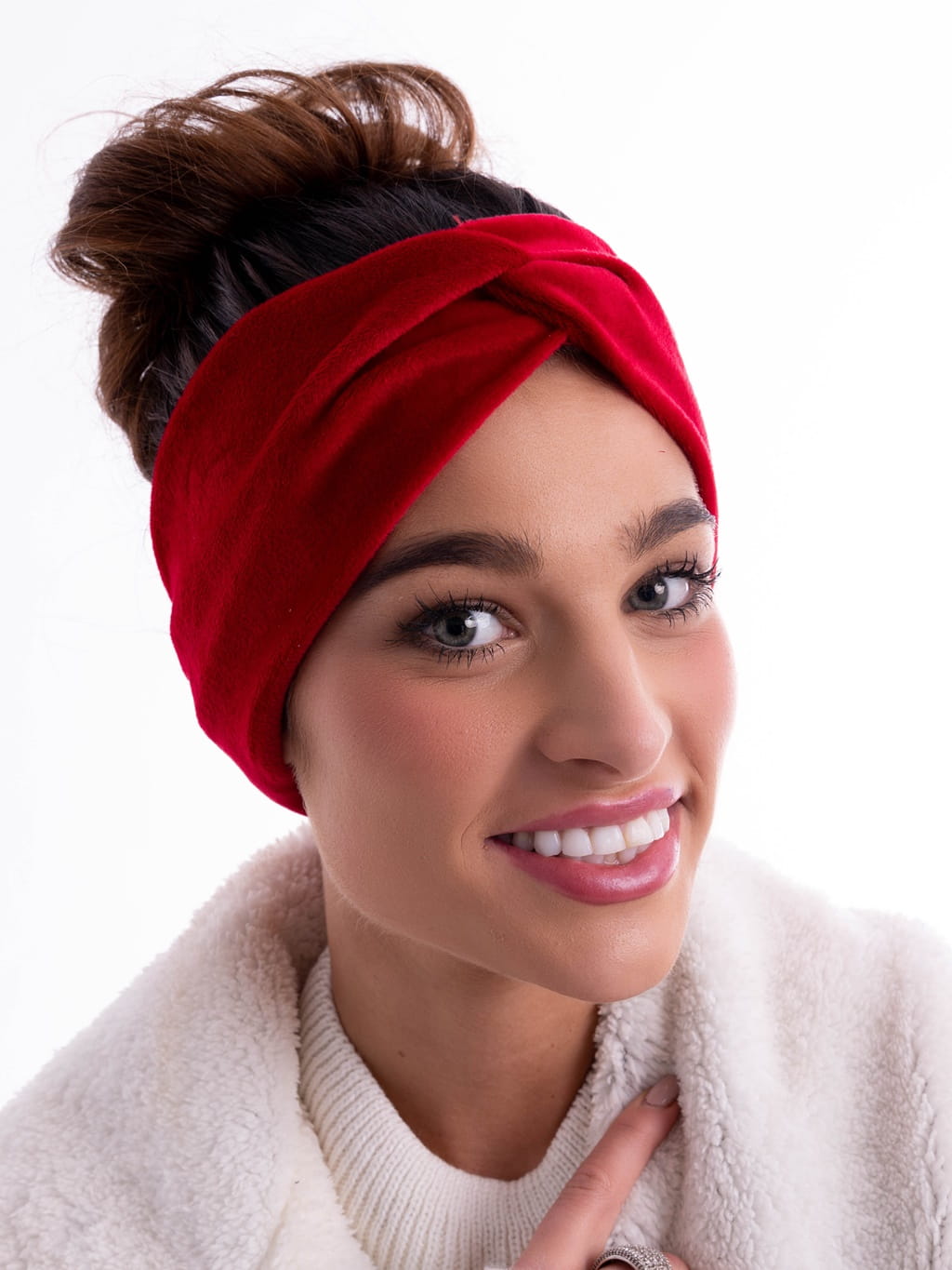 Welurowa opaska - czerwona